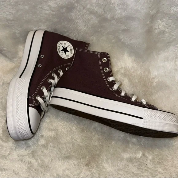 Converse High Top Platform Sneakers - Mauve & White - Picture 6 of 12